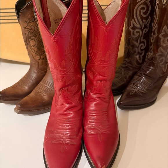 Justin Boots Red Cowboy Boots - Picture 2 of 5